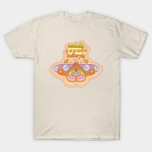 Socially Anxious Butterfly - 70s Butterfly T-Shirt